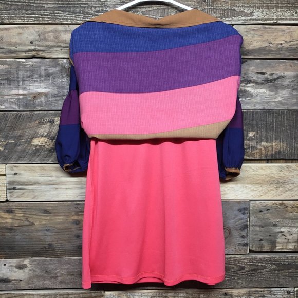 GB Girls Striped Dress 3/4 Sleeve & Under Lining Size M - Picture 3 of 5